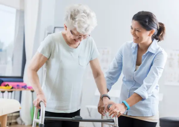 Walking with a Walker after hip surgery