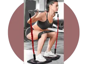 Squat with Bar and resistance band and push up bar