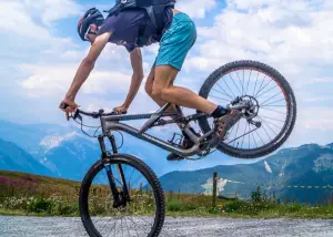 riding a mountain bike