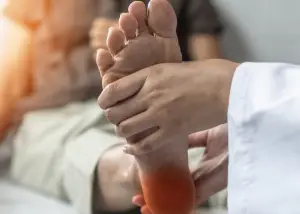 assessing a leg with neuropathy